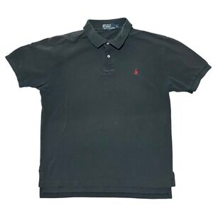 Polo Ralph Lauren Mens Classic Fit Black Red Pony Logo Polo Shirt Size L - Flaws